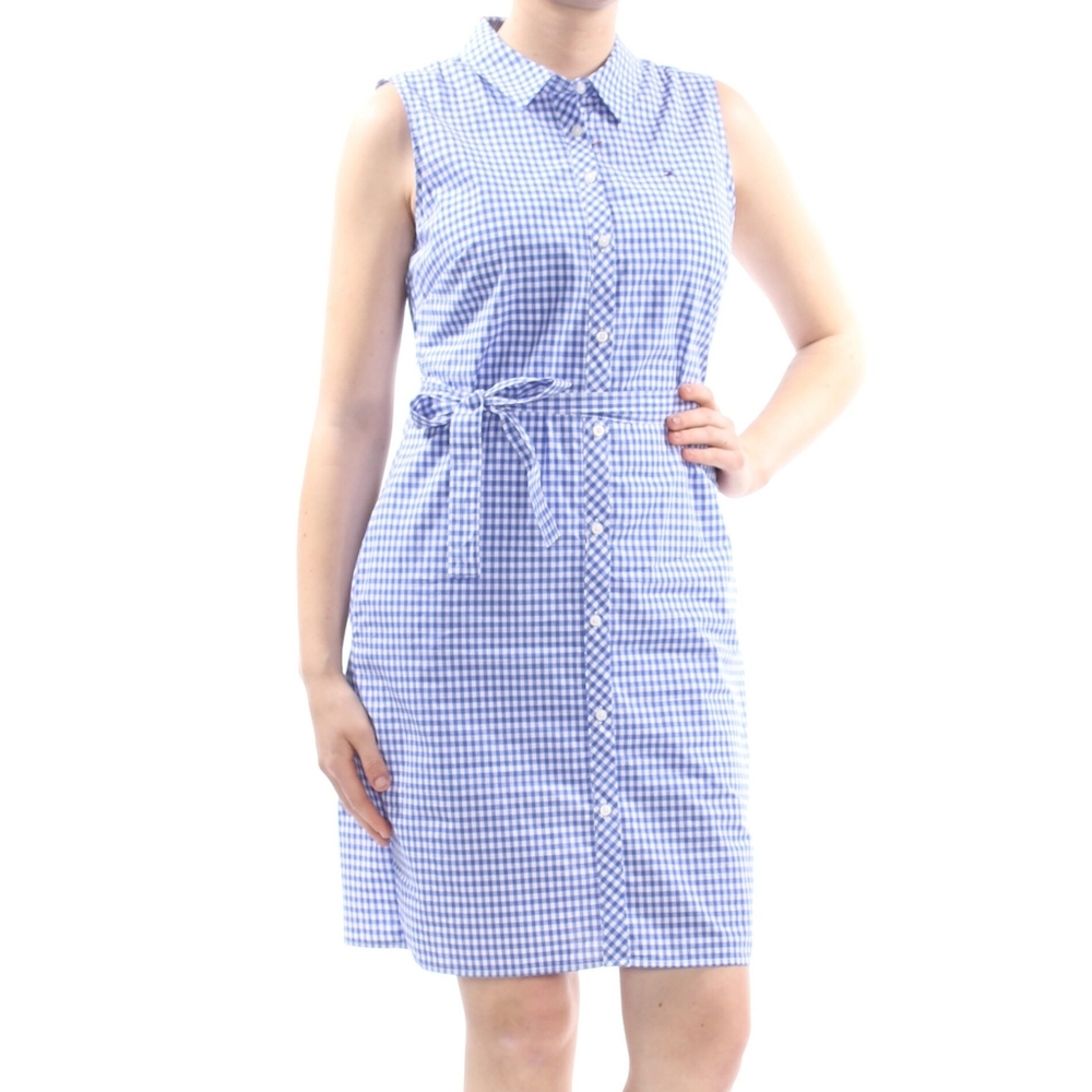 TOMMY HILFIGER BLUE & WHITE GINGHAM DRESS, SIZE 10